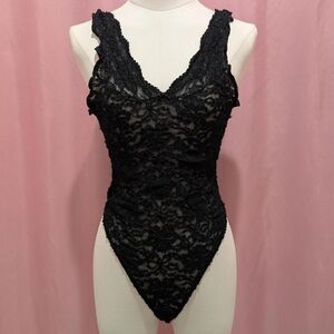 Vintage Victoria's Secret Gold Label Black Ruffle Lace Teddy (Size Medium)